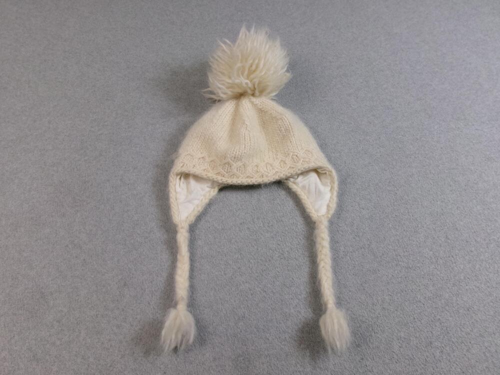 Heart Of Lovikka Hat Women White Wool Pom Ear Flap Line Winter Knit Sweden READ